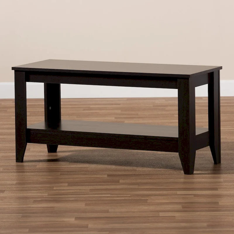 Table basse moderne en bois wengé de forme rectangulaire