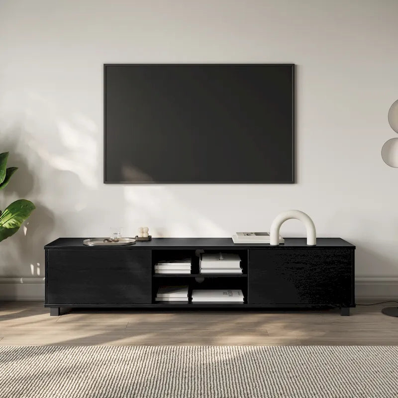 Meuble TV bas avec portes pour téléviseurs jusqu'à 85 pouces