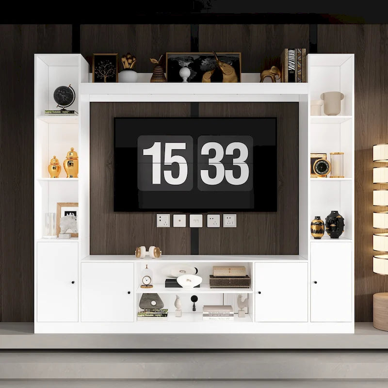 Meuble TV avec cheminée encastrable – Meuble multimédia élégant