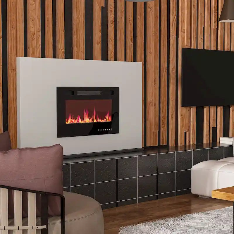 Meuble TV avec cheminée encastrable – Meuble multimédia élégant
