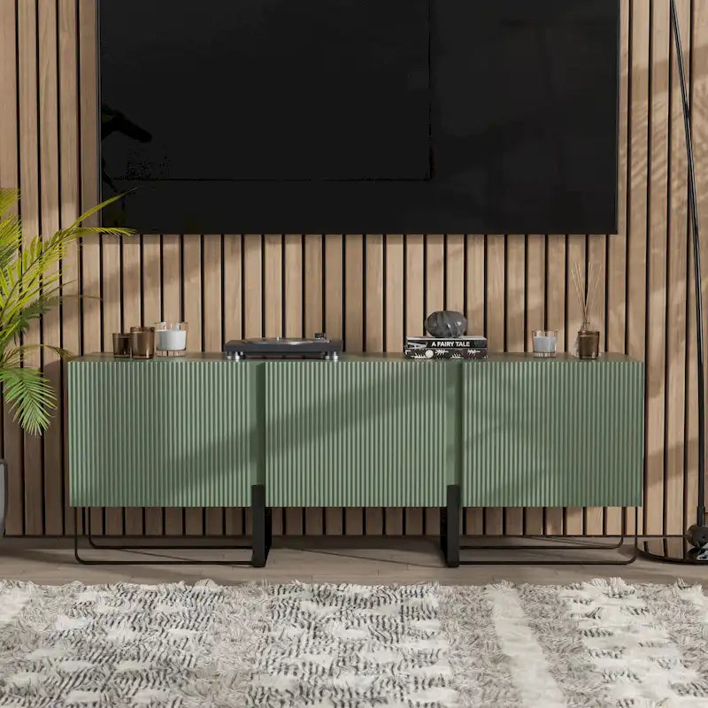 Meuble TV de rangement moderne de 152 cm à 3 portes