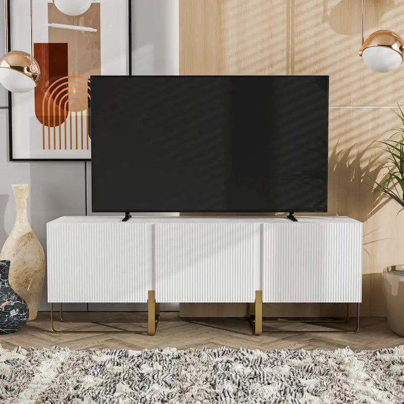 Meuble TV de rangement moderne de 152 cm à 3 portes