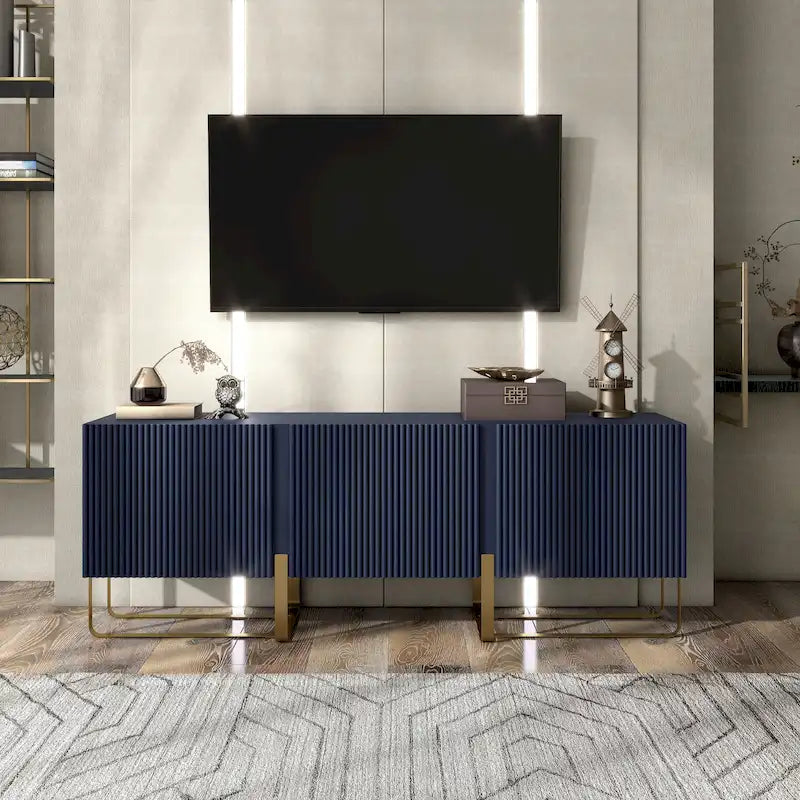 Meuble TV de rangement moderne de 152 cm à 3 portes