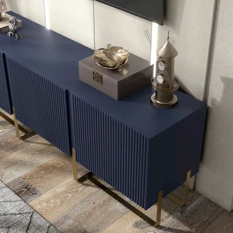 Meuble TV de rangement moderne de 152 cm à 3 portes