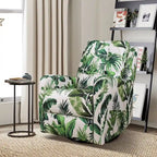 Fauteuil inclinable pivotant contemporain manuel à motif floral et dossier capitonné