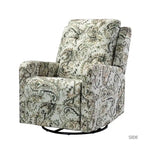 Fauteuil inclinable pivotant contemporain manuel à motif floral et dossier capitonné