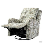 Fauteuil inclinable pivotant contemporain manuel à motif floral et dossier capitonné