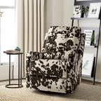 Fauteuil inclinable pivotant contemporain manuel à motif floral et dossier capitonné