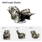 Fauteuil inclinable pivotant contemporain manuel à motif floral et dossier capitonné