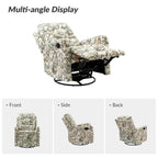 Fauteuil inclinable pivotant contemporain manuel à motif floral et dossier capitonné