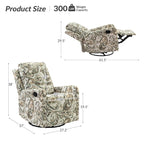 Fauteuil inclinable pivotant contemporain manuel à motif floral et dossier capitonné