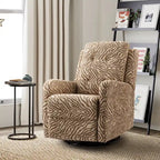 Fauteuil inclinable pivotant contemporain manuel à motif floral et dossier capitonné