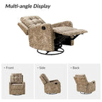 Fauteuil inclinable pivotant contemporain manuel à motif floral et dossier capitonné