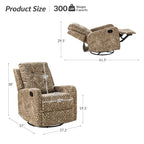 Fauteuil inclinable pivotant contemporain manuel à motif floral et dossier capitonné