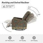 Fauteuil inclinable pivotant contemporain manuel à motif floral et dossier capitonné