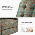 Fauteuil inclinable pivotant contemporain manuel à motif floral et dossier capitonné