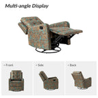 Fauteuil inclinable pivotant contemporain manuel à motif floral et dossier capitonné