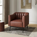 Chaise industrielle en cuir avec capitonnage en canal et pieds en métal