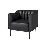 Chaise industrielle en cuir avec capitonnage en canal et pieds en métal