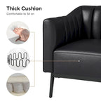 Chaise industrielle en cuir avec capitonnage en canal et pieds en métal