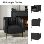 Chaise industrielle en cuir avec capitonnage en canal et pieds en métal