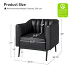 Chaise industrielle en cuir avec capitonnage en canal et pieds en métal