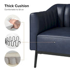Chaise industrielle en cuir avec capitonnage en canal et pieds en métal