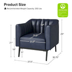 Chaise industrielle en cuir avec capitonnage en canal et pieds en métal