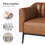 Chaise industrielle en cuir avec capitonnage en canal et pieds en métal