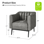 Chaise industrielle en cuir avec capitonnage en canal et pieds en métal