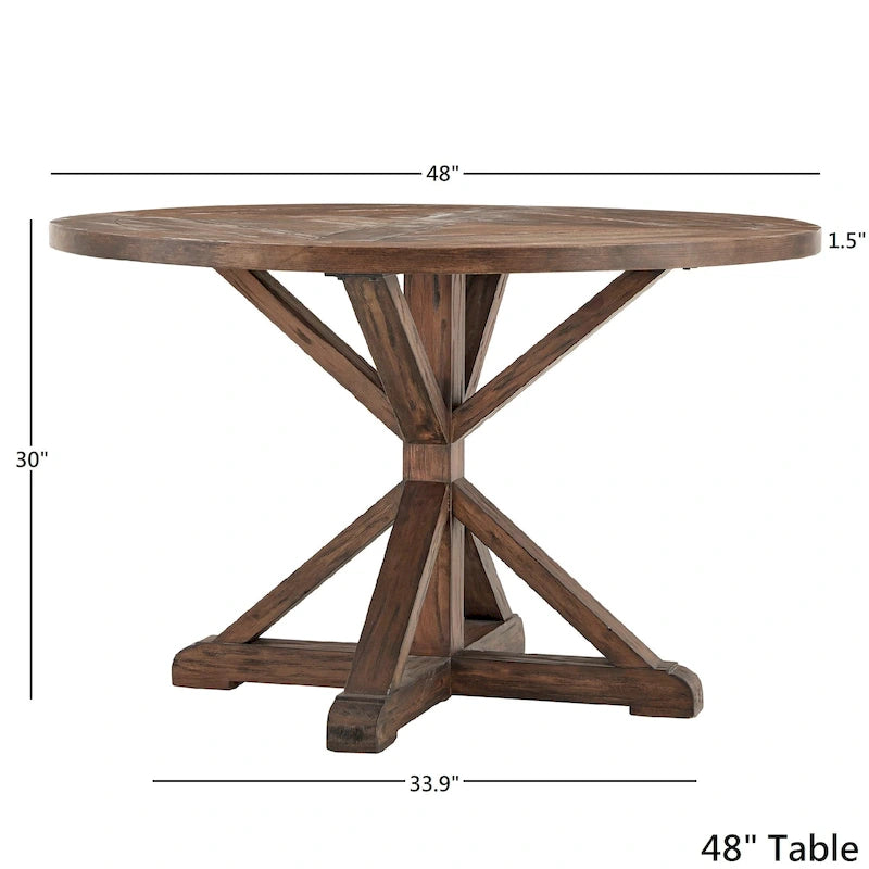 Table à manger ronde finition marron