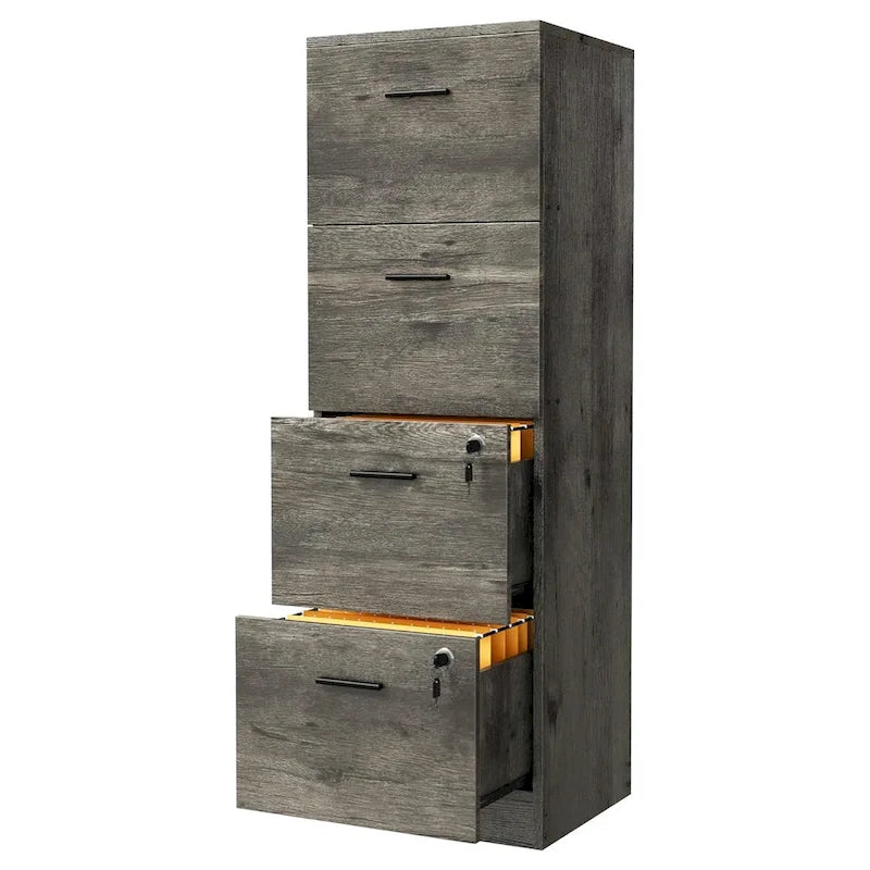 Meuble de rangement vertical verrouillable à 4 tiroirs de 130 cm de haut pour bureau à domicile