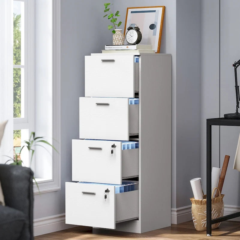  51H 4 Drawers File Cabinet Lockable Vertical Storage Cabinet for Home Office