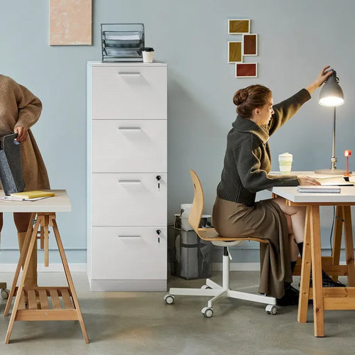 Meuble de rangement vertical verrouillable à 4 tiroirs de 130 cm de haut pour bureau à domicile