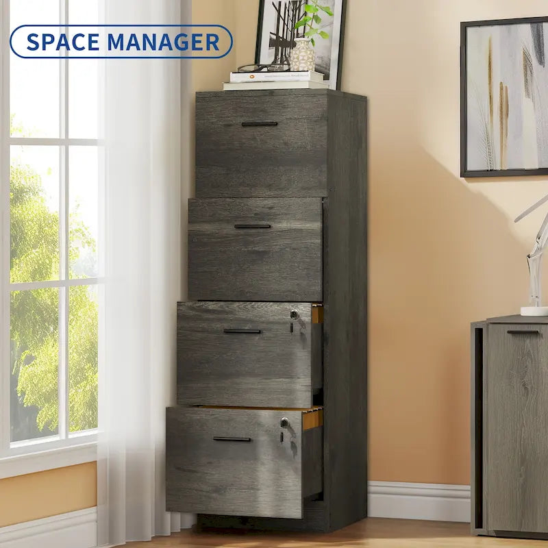 Meuble de rangement vertical verrouillable à 4 tiroirs de 130 cm de haut pour bureau à domicile