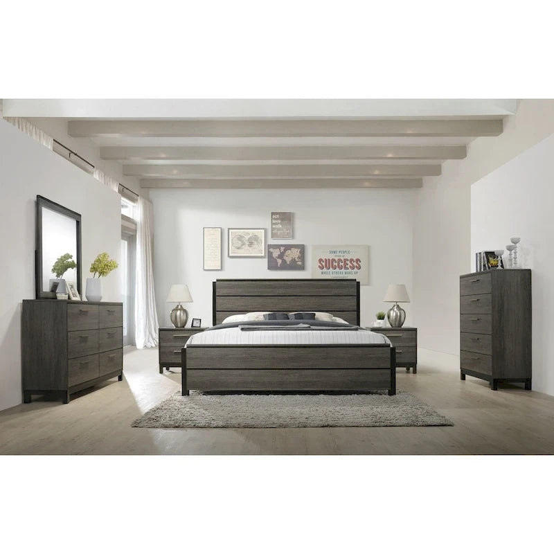  Ioana 187 Antique Grey Wood 6-piece King-size Bedroom Set