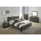Chambre à coucher 6 pièces complète King en bois gris antique