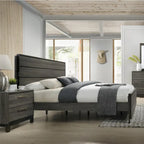 Chambre à coucher 6 pièces complète King en bois gris antique