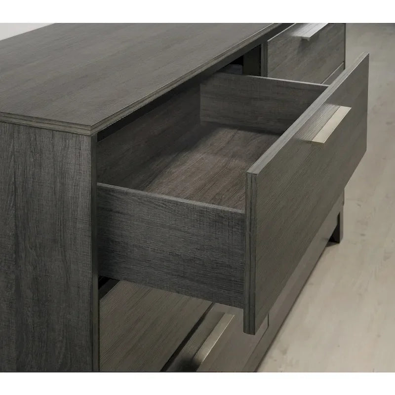 Chambre à coucher 6 pièces complète King en bois gris antique