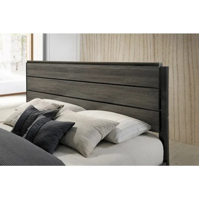 Chambre à coucher 6 pièces complète King en bois gris antique
