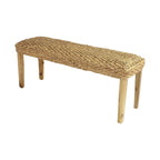 Banc d'intérieur en bois massif et jacinthe d'eau naturelle