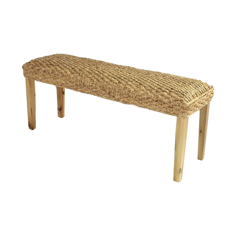 Banc d'intérieur en bois massif et jacinthe d'eau naturelle