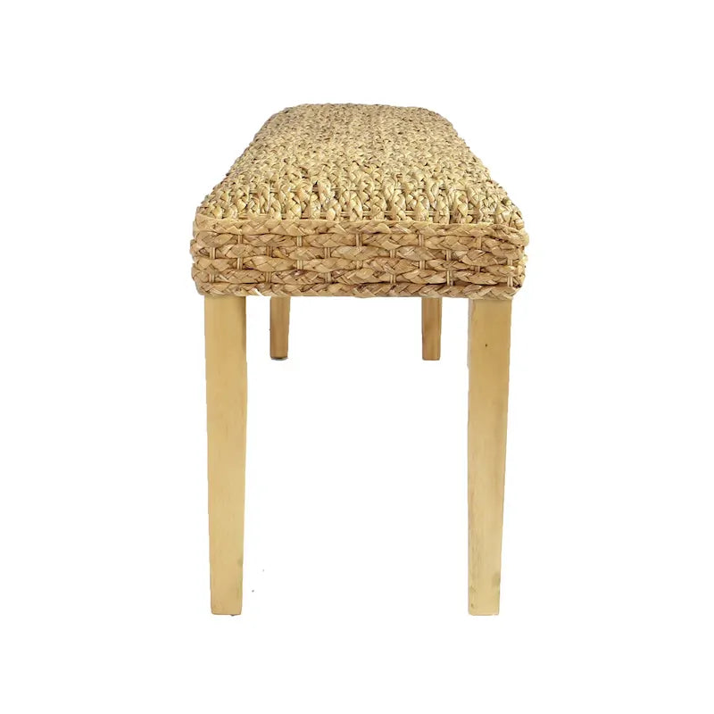 Banc d'intérieur en bois massif et jacinthe d'eau naturelle