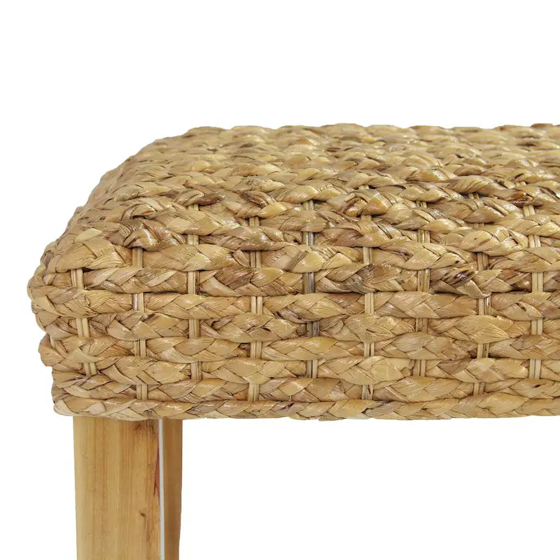 Banc d'intérieur en bois massif et jacinthe d'eau naturelle