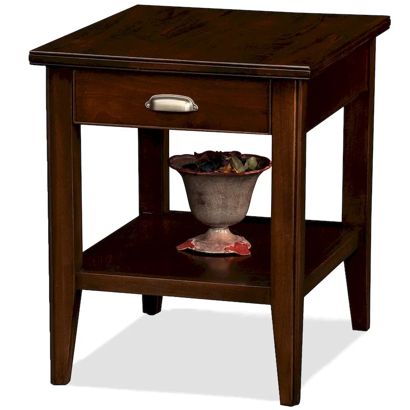 10507 Table d'appoint à un tiroir avec étagère, Merisier chocolat
