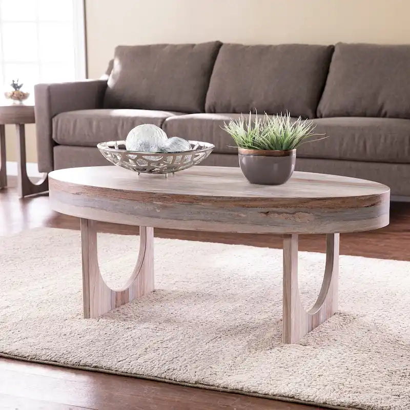  Chadwick Contemporary Brown Faux Stone Coffee Table