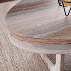 Table basse contemporaine en faux cuir marron