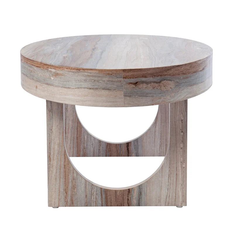 Table basse contemporaine en faux cuir marron