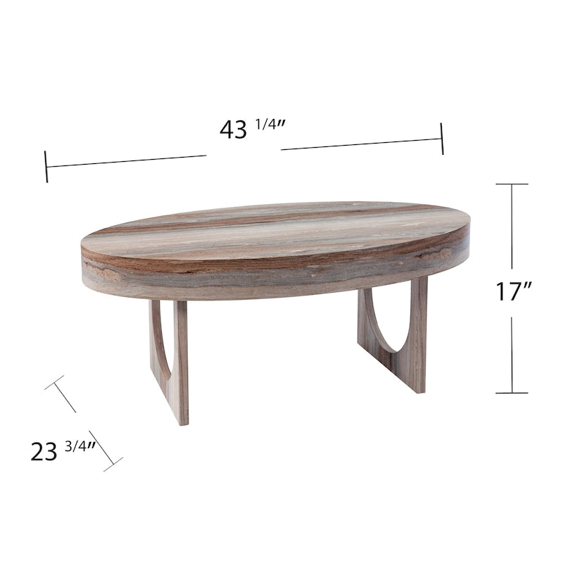 Table basse contemporaine en faux cuir marron