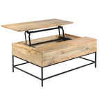 Table basse rectangulaire relevable en manguier de 45 pouces - Bois et métal, brun naturel et noir